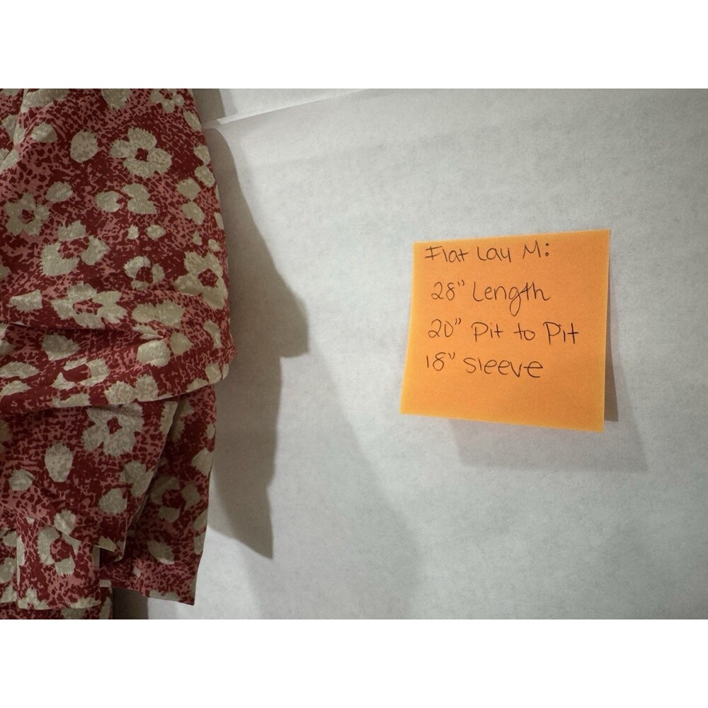 ODDI Floral Open Front Blazer Jacket Red White Pink Ruched 3/4 Sleeve Sz Small - Picture 11 of 11